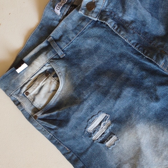 GS-115 Distressed Light Acid Wash Slim Fit Jeans - Picture 7 of 9